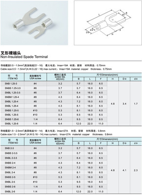 【裸叉端子SNB1.25-3.2 SNB1.25-3.7 SNB1.25-4 SNB5.5-4L SNB5.5-5】价格,厂家,图片,连接器,广州市越秀区金侍机电商行-